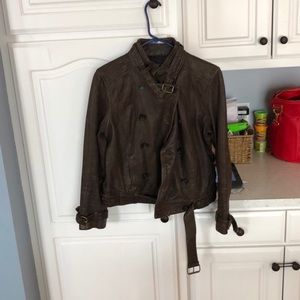 Madewell women’s belted leather jacket L